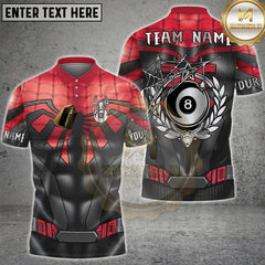 Maxcorners Billiards Spider Web 8 Ball Design Personalized Name 3D Unisex Shirt