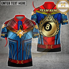 Maxcorners Billiards Flame 8 Ball Hero Armor Design Personalized Name 3D Unisex Shirt