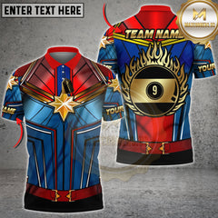 Maxcorners Billiards Flame 9 Ball Hero Armor Design Personalized Name 3D Unisex Shirt