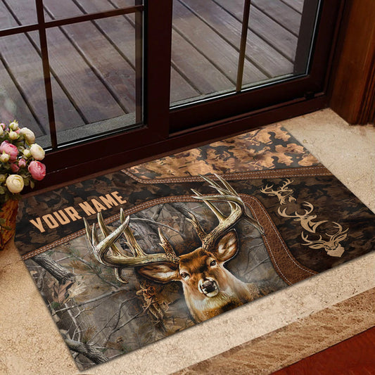 Maxcorners Collab Artist Deer Hunting Camo Ver2 Personalized Name 3D Doormat