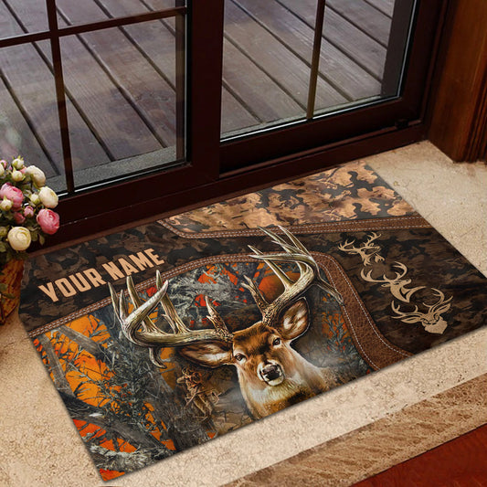 Maxcorners Collab Artist Deer Hunting Camo Ver2 Personalized Name 3D Doormat