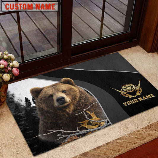 Maxcorners Bear Hunting Forest Classic Personalized Name 3D Doormat