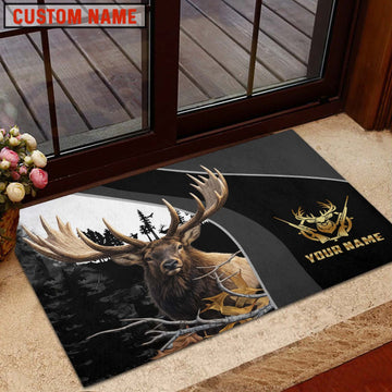 Maxcorners Elk Hunting Forest Classic Personalized Name 3D Doormat