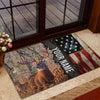 Maxcorners Premium Unique Gash Deer Hunting USA Flag Personalized Name 3D Doormat