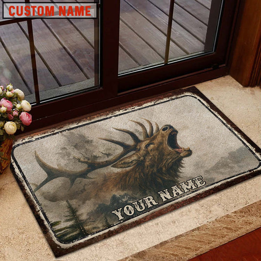Maxcorners Wilderness Deer Hunter Series Personalized Name 3D Doormat