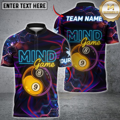 Maxcorners Billiard Mind Game Neon Style Personalized Name 3D Unisex Shirt