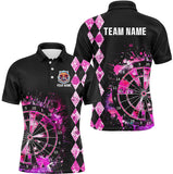 MaxCorners Dart Pink Grunge Customized Name, Team Name 3D Polo Shirt For Matthew