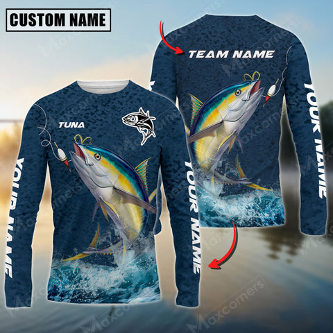 Maxcorners Tuna Fishing Tournament Sun Protection Personalized Name, Team Name Long Sleeve Shirt