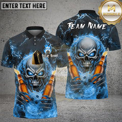 Maxcorners Bowling Flaming Skull And Beer Multicolor Customized Name, Team Name 3D Shirts