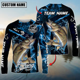 Maxcorners Walleyes Fishing Blue Smoke Sun Protection Personalized Name, Team Name 3D Long Sleeve Shirt