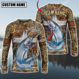 Maxcorners Salmon Fishing Camo Cross Sun Protection Personalized Name,Team Name 3D Long Sleeve Shirt