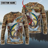 Maxcorners Tuna Fishing Camo Cross Sun Protection Personalized Name,Team Name 3D Long Sleeve Shirt