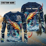 Maxcorners Marlin Fishing Sport Jersey Personalized Name, Team Name Long Sleeve Shirt