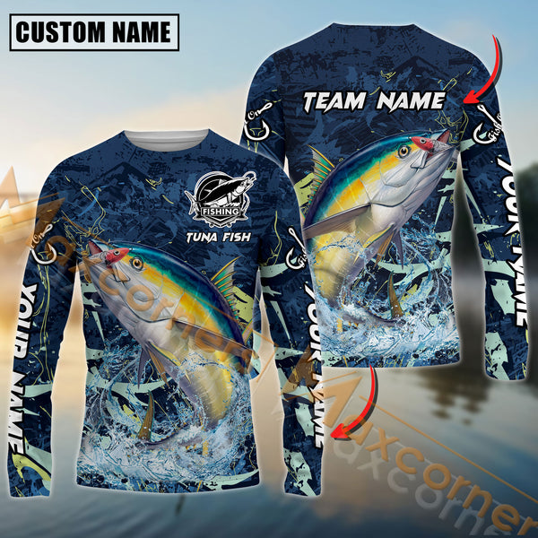 Maxcorners Tuna Fishing Sport Jersey Personalized Name, Team Name Long Sleeve Shirt