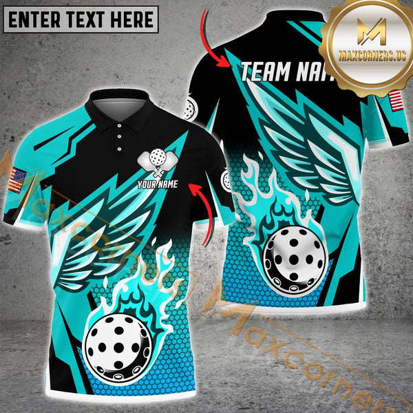 Maxcorners Pickleball Cool Wings Multicolor Options Customized Name, Team Name 3D Shirt (6 Colors)