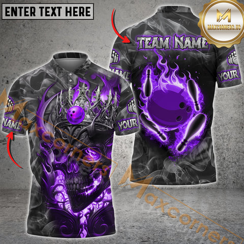 Maxcorners Skull Smoke Bowling Jersey Multicolor Options Personalized Name, Team Name 3D Shirt