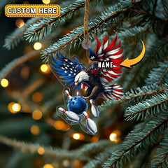 Maxcorners Personalized Bowling American Eagle 3D Acrylic Ornament, Custom Holiday Tree Decor, Perfect Gift for Bowler