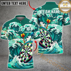 Maxcorners Darts Tsunami x Dartboard MutilColor Option Customized Name, Team Name 3D Polo Shirt