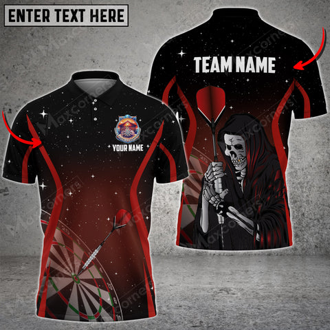 Maxcorners Darts Grim Reaper Stars Mutilcolor Option Customized Name, Team Name 3D Polo Shirt For M Dow