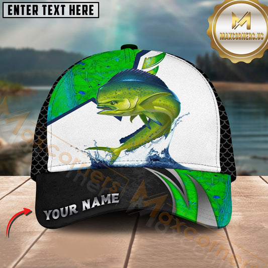 Maxcorners Mahi Mahi Fishing Green Splash Design Customized Name 3D Cap