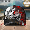 Maxcorners Fshing Ocean Predator Splash Red Black Honeycomb Design Customized Name 3D Cap (6 Breeds)
