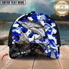 Maxcorners Fishing Jumping Splash Blue Camo Design Customized Name 3D Cap (6 Breeds)