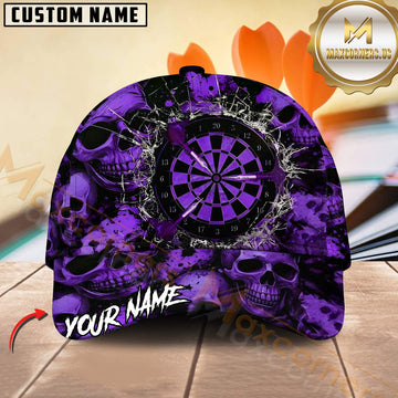 Maxcorners Darts Skull Explosion Personalized Name 3D Cap