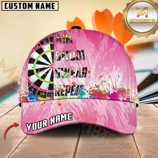 Maxcorners Darts Pink Splash Quote Design Personalized Name 3D Cap