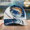 Maxcorners Fishing Silver Scale Pattern Realistic Jumping Fish Water Splash Personalized 3D Cap (11 Breeds)