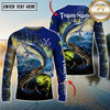 Maxcorners Ocean & Lake Fishing Personalized Name, Team Name 3D Long Sleeve Shirt