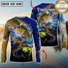 Maxcorners Ocean & Lake Fishing Personalized Name, Team Name 3D Long Sleeve Shirt