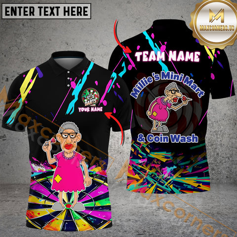 Maxcorners Darts Color Splash Dartboard Graffiti Style Customized Name, Team Name 3D Unisex Shirt For Paula