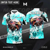 Maxcorners Bowling And Pins Eagle American Flag Paint Pattern Customized Name, Team Name 3D Polo Shirt (4 colors)