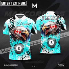 Maxcorners Billiards Ball 8 Eagle Canadian Flag Personalized Name, Team Name Unisex Shirt (4 Colors)