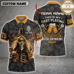 Maxcorners Darts Skull And Beer This is My Darts Playing Beer Drinking Shirt Personalized Name, Team Name 3D Shirt