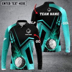 Maxcorners Ball Fire Flame Golf Jersey Multicolor Option Customized Name, Team Name 3D Polo Shirt