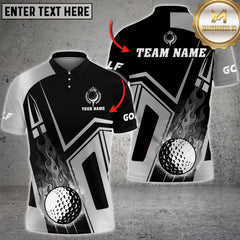 Maxcorners Ball Fire Flame Golf Jersey Multicolor Option Customized Name, Team Name 3D Polo Shirt