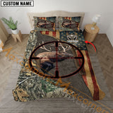 Maxcorners Custom Text Elk Hunting Brown Camo Bedding Set 3D All Over Printed