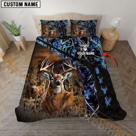 Maxcorners New Century Of Deer Hunting MutilColor Option Custom Text Bedding Set 3D All Over Printed (6 Colors)