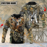 Maxcorners Deer Hunting Hunter Grass Brown Purple Camouflage Pattern Custom Name Shirt 3D All Over Printed Clothes