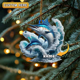 Maxcorners Personalized Marlin Fishing Double Jump Wave Christmas 3D Ornament, Custom Holiday Tree Decor, Perfect Gift for Fishermen