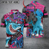 Maxcorners Shark x Bull Dog Graffiti Pattern Bowling Jersey Personalized Name, Team Name 3D Shirt