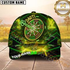 Maxcorners Darts Neon Glow Multicolor Option Personalized Name 3D Cap