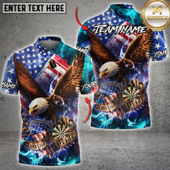 Maxcorners Darts American Eagle Flag Lightning Shield Personalized Name, Team Name 3D Shirt