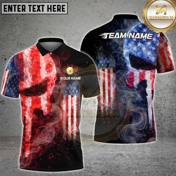 Maxcorners Billiards USA 9 Ball Fire Smoke Design Personalized Name, Team Name 3D Shirt