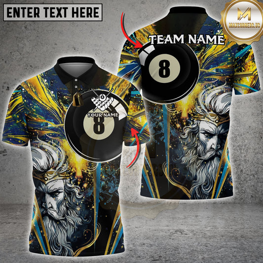Maxcorners Billiards Ball 8 Zeus God Art Style Personalized Name 3D Unisex Shirt