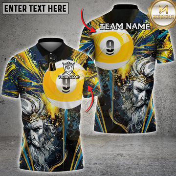 Maxcorners Billiards Ball 9 Zeus God Art Style Personalized Name 3D Unisex Shirt