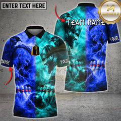 Maxcorners Bowling Viking Battle Lightning Multicolor Customized Name, Team Name 3D Shirt