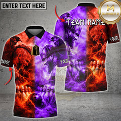 Maxcorners Bowling Viking Battle Lightning Multicolor Customized Name, Team Name 3D Shirt