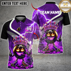 Maxcorners Bowling King Crown Fire Lightning Multicolor Customized Name, Team Name 3D Shirts
